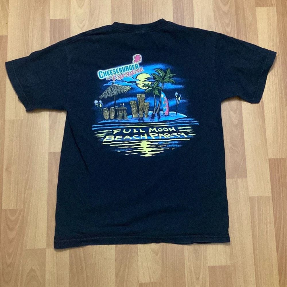Vintage 90s Cheeseburger in Paradise T Shirt Full Moon Beach Party Men Medium
